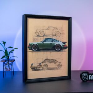 Porsche Teknik Çizim Tablo – Kanvas Baskı Modern Otomobil Dekoru