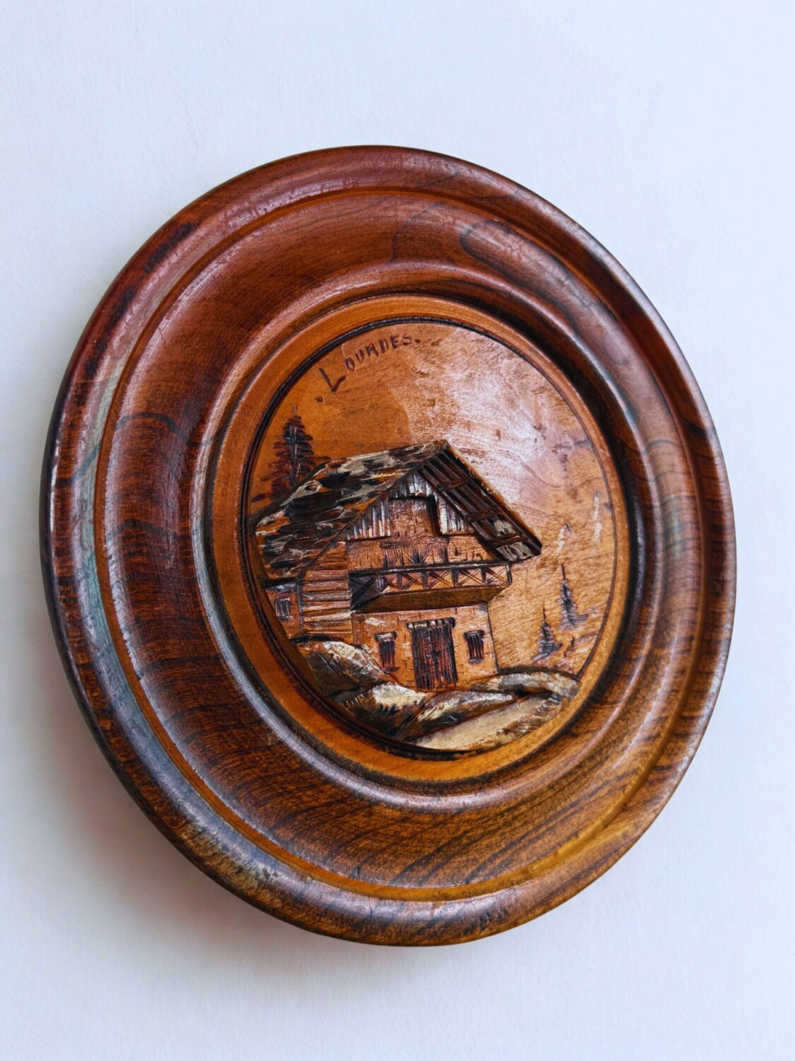 mid-century vintage ahşap kabartma duvar tablosu