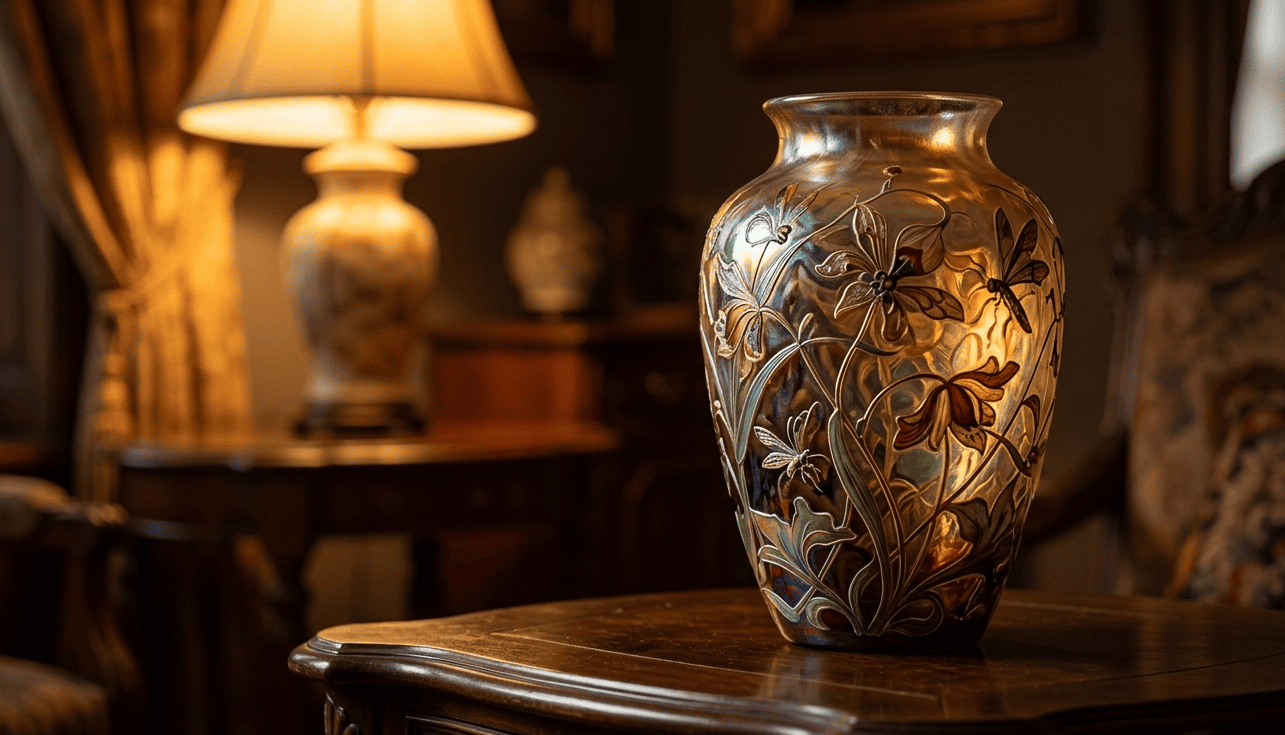 cam vazo - art nouveau tiffany cam vazo zarif şeffaf tasarım