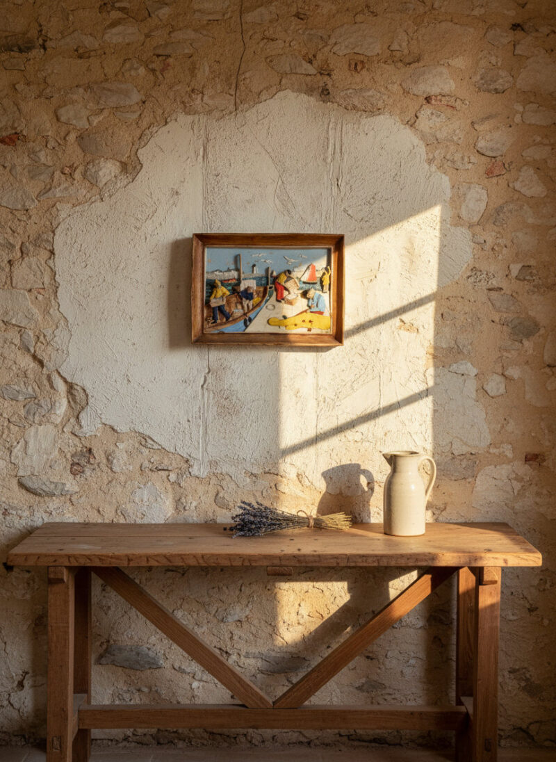 El Yapımı Balıkçı Sahnesi Kabartma Tablo - lifestyle rustic
