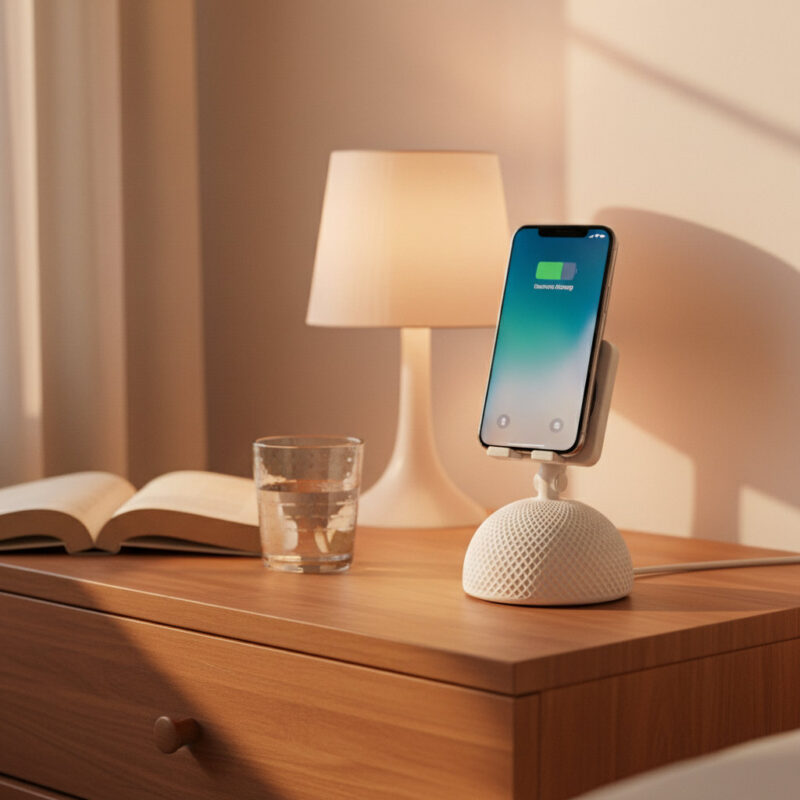 iPhone MagSafe Kablosuz Şarj Standı – 15W Hızlı Masaüstü Şarj Aleti - lifestyle nightstand