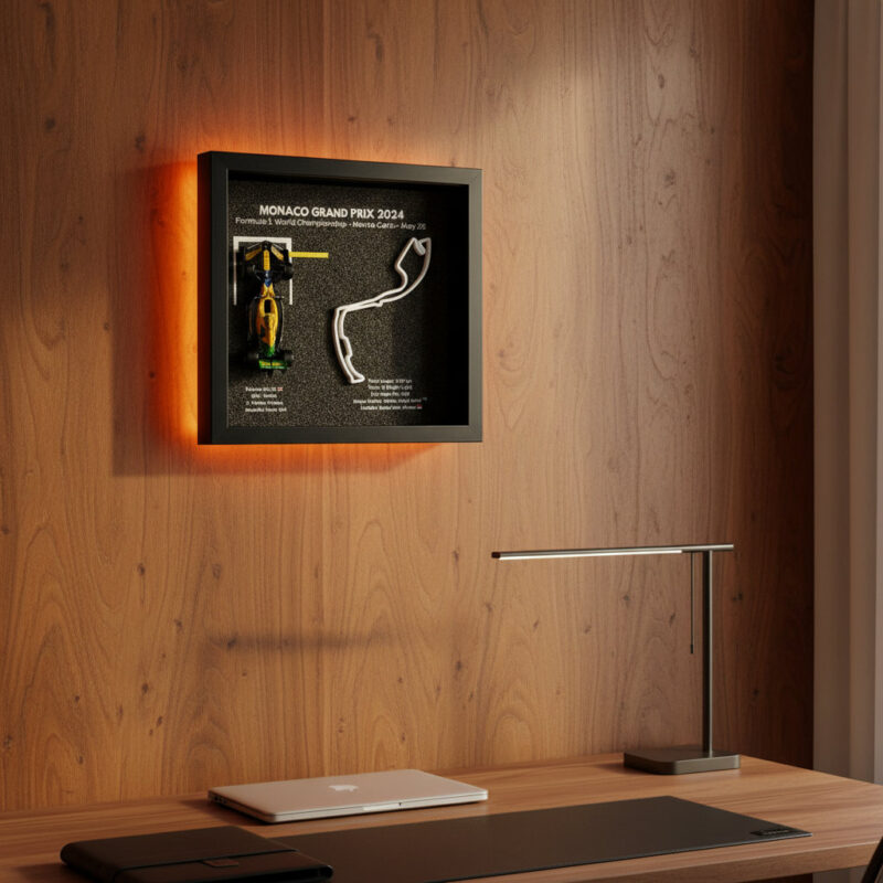 McLaren Monaco Grand Prix Çerçeveli Tablo – LED Işıklı 1:43 Ölçekli F1 Koleksiyon - lifestyle office