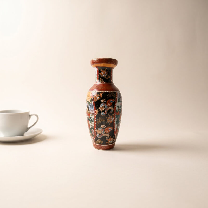 Japon Satsuma Tarzı Rokoko / Avrupa Figürlü Porselen Vazo