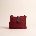 Bordo Örme Crossbody Çanta Bordo örgü çanta omuzda çapraz taşınırken