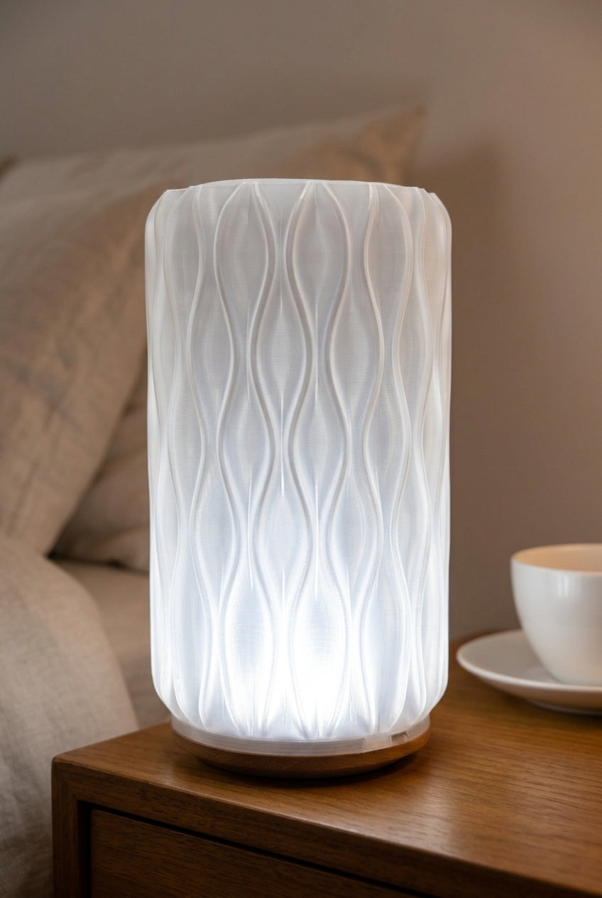 3D Baskı Dekoratif Dalgalı Tasarım Led Masa Lambası Beyaz Işık | Kn Design Studio 3D Baskı Dekoratif Dalgalı Tasarım LED Masa Lambası Beyaz Işık | KN Design Studio lifestyle komodin