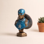 captain-america-bust-hero-3 El yapımı captain america büst, mavi-turkuaz alçı yüzey yakından