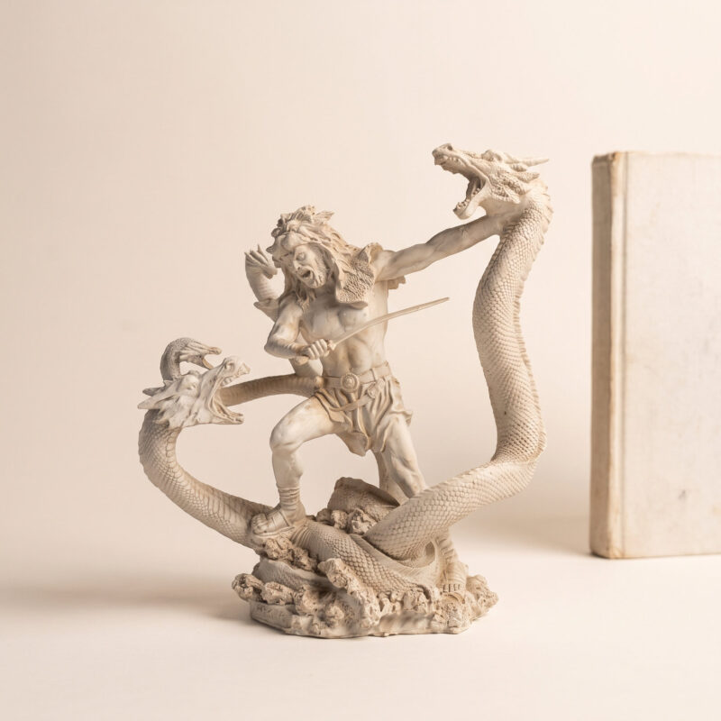 Ejderhayla-Savasan-Figur-Hero Ejderha figürü, avcı ve ejderha heykeli konsol üzerinde